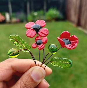 Glass Art - Anzac Red Poppy "Specialised" Bouquet