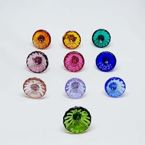 Glass Art: Glass Art - Vibrant Floral Stud Earrings - Poppies