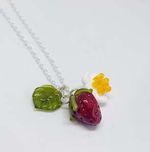 Glass Art - Small Strawberry Cluster Necklace