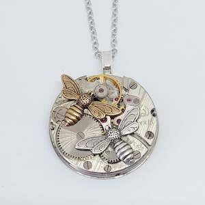 Bestseller!! Mixed Metal Timepiece Pendant - Bees