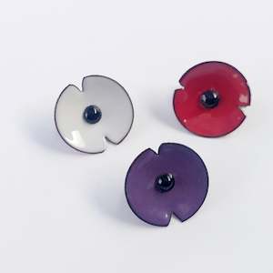 Anzac Enamel Red or Purple Poppy Brooch - Small (3 colours to choose from)