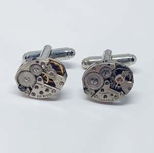 Cufflinks: Timepiece cufflinks - silver hexagons/ovals