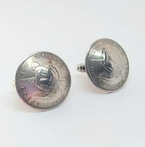 Cufflinks: Re-minted: Silver NZ shilling cufflinks