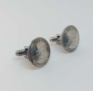 Cufflinks: Bestseller! Re-minted: Silver sixpence cufflinks