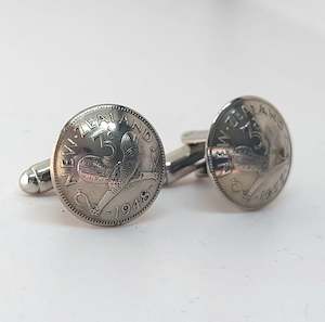 Cufflinks: Re-minted: Silver threepence cufflinks