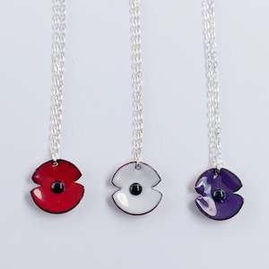 Anzac Enamel Poppy Pendant - Small (choose from three colours)
