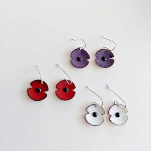 Anzac Range: Anzac Enamel Red or Purple Poppy Earrings