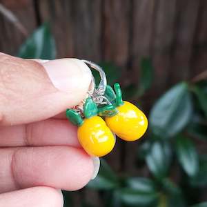 NEW!! Glass Art - Tropical Fruit: Mango or Pineapple Earrings