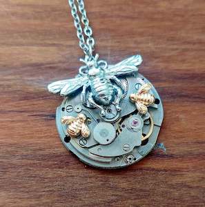 New Season Styles: NEW!! Timepiece Pendant with Trio of Bees