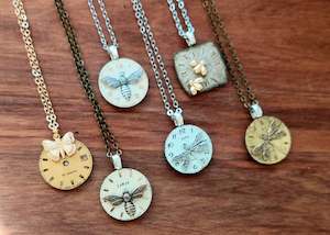 NEW!! Vintage Watchface Pendant with Garden Bug