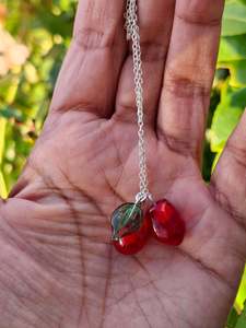 NEW! Glass Art Pomegranate seed necklace