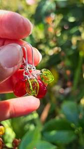 NEW! Glass Art Pomegranate seed earrings