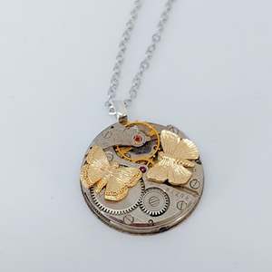 Bestseller - Timepiece Pendant with Golden Butterflies