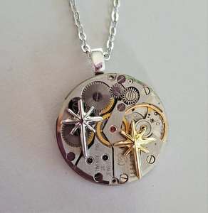 NEW! Matariki collection - medium timepiece pendant with mixed metal stars