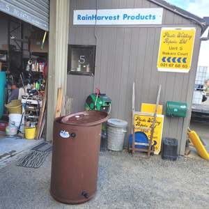 Products: WATER BUTT, RAIN BARREL, OR TROUGH. BROWN 220 LITRE WITH FLOAT VALVE AND HOSE END. - RainHarvest and Services