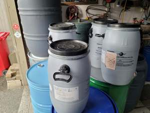 27 LITRE GREY DRUM. LID & CLAMP TYPE. FOOD GRADE - RainHarvest and Services