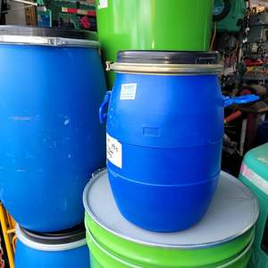 30 LITRE BLUE PLASTIC DRUM WITH LID AND CLAMP. FOOD GRADE. NO STOCK - RainHarves&hellip;