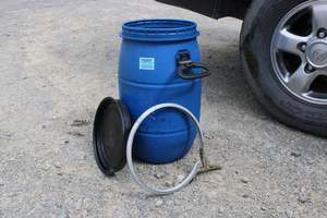 Products: 35 LITRE BLUE PLASTIC DRUM. CONTAINER. WITH LID & CLAMP. NO STOCK - RainHarvest and Services