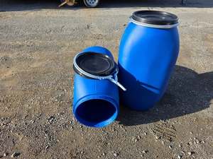 Products: DRUM BLUE 125 LITRE PLASTIC WITH LID AND CLAMP (NOT FOOD GRADE) - RainHarvest and Services