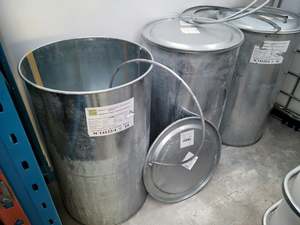 Products: DRUM GALVANISED STEEL. 235 LITRE LID & CLAMP TYPE. FOOD GRADE. NO STOCK - RainHarvest and Services