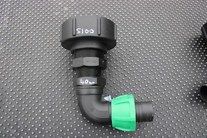S100 X 8 COARSE THREAD IBC ADAPTOR WITH 40MM BEND HOSE CONNECTOR - RainHarvest and Services