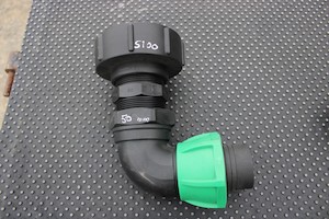 S100 X 8 COARSE THREAD IBC ADAPTOR WITH 50MM BEND HOSE CONNECTOR - RainHarvest and Services