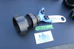 Products: S75 X 6 COARSE THREAD IBC CAP WITH RHP DOUBLE HOSE TAP - RainHarvest and Services