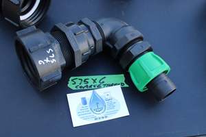 Products: S75 X 6 COARSE THREAD IBC ADAPTOR WITH 40MM BEND HOSE CONNECTOR - RainHarvest and Services