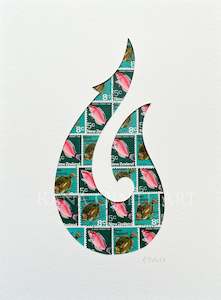 Kiwiana: Hei Matau - fish hook, 6x8 inches