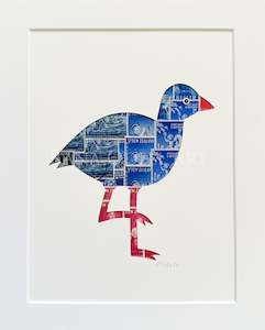 Pukeko, 8x10 inches (small with border)