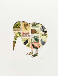 NZ Kiwi, bird stamps, 6x8 inches