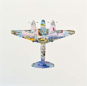 Mosquito plane - NZ stamps, 8x8 inches