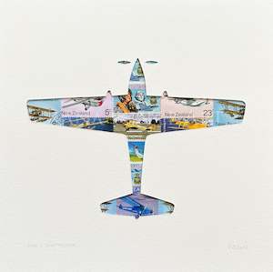 Warbirds Poppies: DHC-1 Chipmunk - NZ plane stamps, 8x8 inches