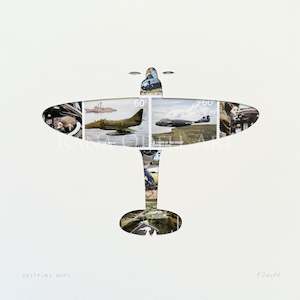 Warbirds Poppies: Spitfire Mk1 - NZ stamps, 8x8 inches