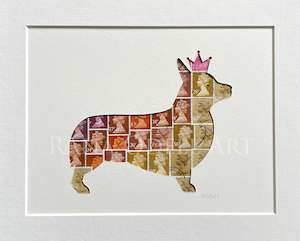 Royal Corgi - UK QEII stamps, 8x10 inches