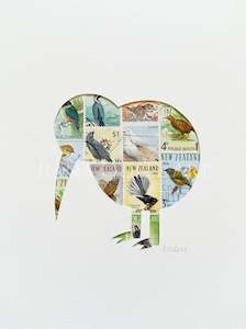 NZ Kiwi, bird stamps, 6x8 inches