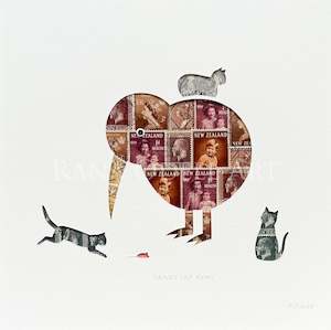 Crazy Cat Kiwi, 8x8 inches