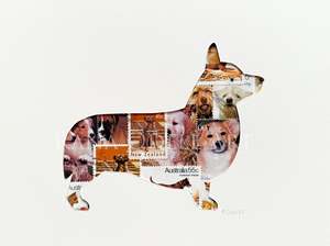 Cats Dogs: Corgi, dog stamps, 6x8 inches