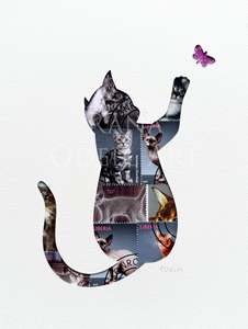 Products: Cat - grey with butterfly, 6x8 inches