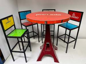Eiffel Tower Table + 4 High Back Stools Combo