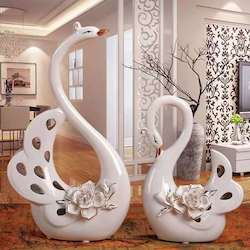 Frontpage: A Pair White Swan Lovers Home Decor Ceramic Crafts (Medium)