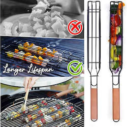 Kitchen: Portable BBQ Grilling Basket Stainless Steel Nonstick Barbecue Grill Basket(3 pcs each set)