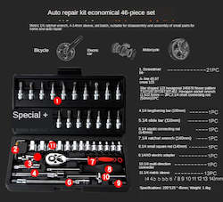Frontpage: Car/MotorBike/Bicycle Repair Tool 46pcs 1/4-Inch Socket Set