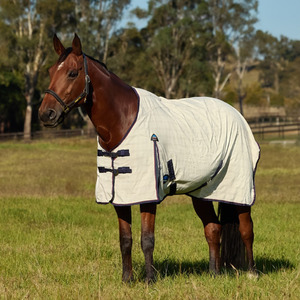 Horse: Cotton Summer Sheet - Beige/Navy/Burgundy