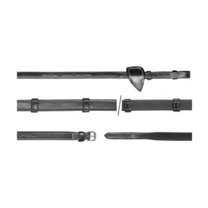 Horse: US Jumping 5/8" Hunter Reins 7 Leather Loops - Black Full