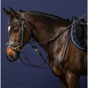 Horse: Working Rubber Gogue Reins 1/2" - Black Full