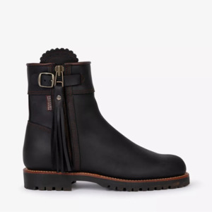 Inclement Cropped Tassel Boot - Black