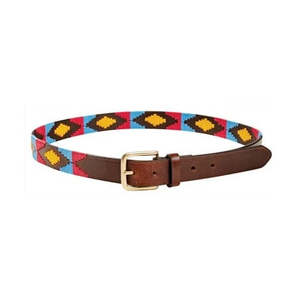 Socks: Leather Polo Belt Pink/Blue/Yellow 95cm