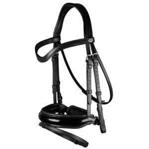 Bridles: Working Patent Large Crank Noseband Bridle with Flash - Black Full