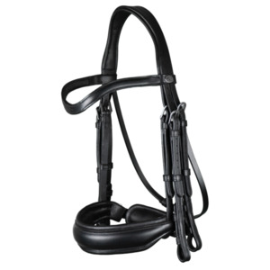 Bridles: Working Matte Large Crank Noseband Double Bridle - Black Full